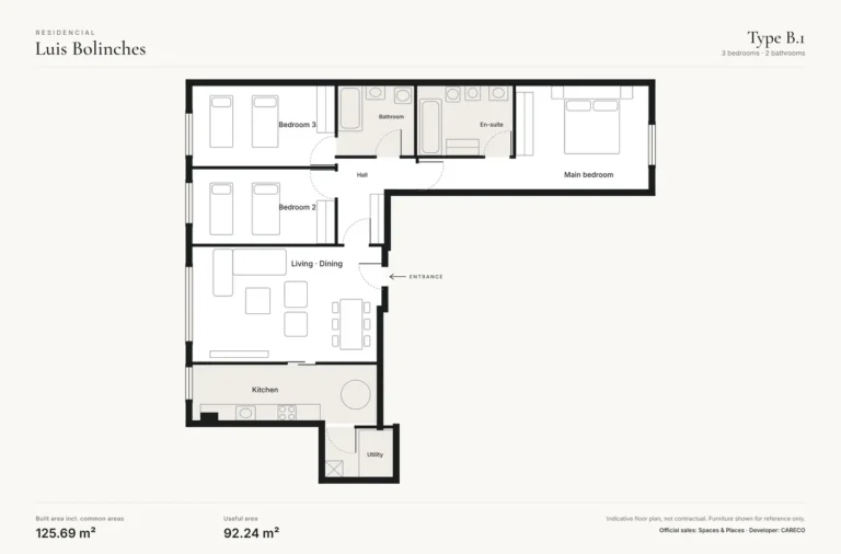 3-Bedroom New-Build Apartment in Penya-Roja, Valencia · 1st Floor, Type B.1